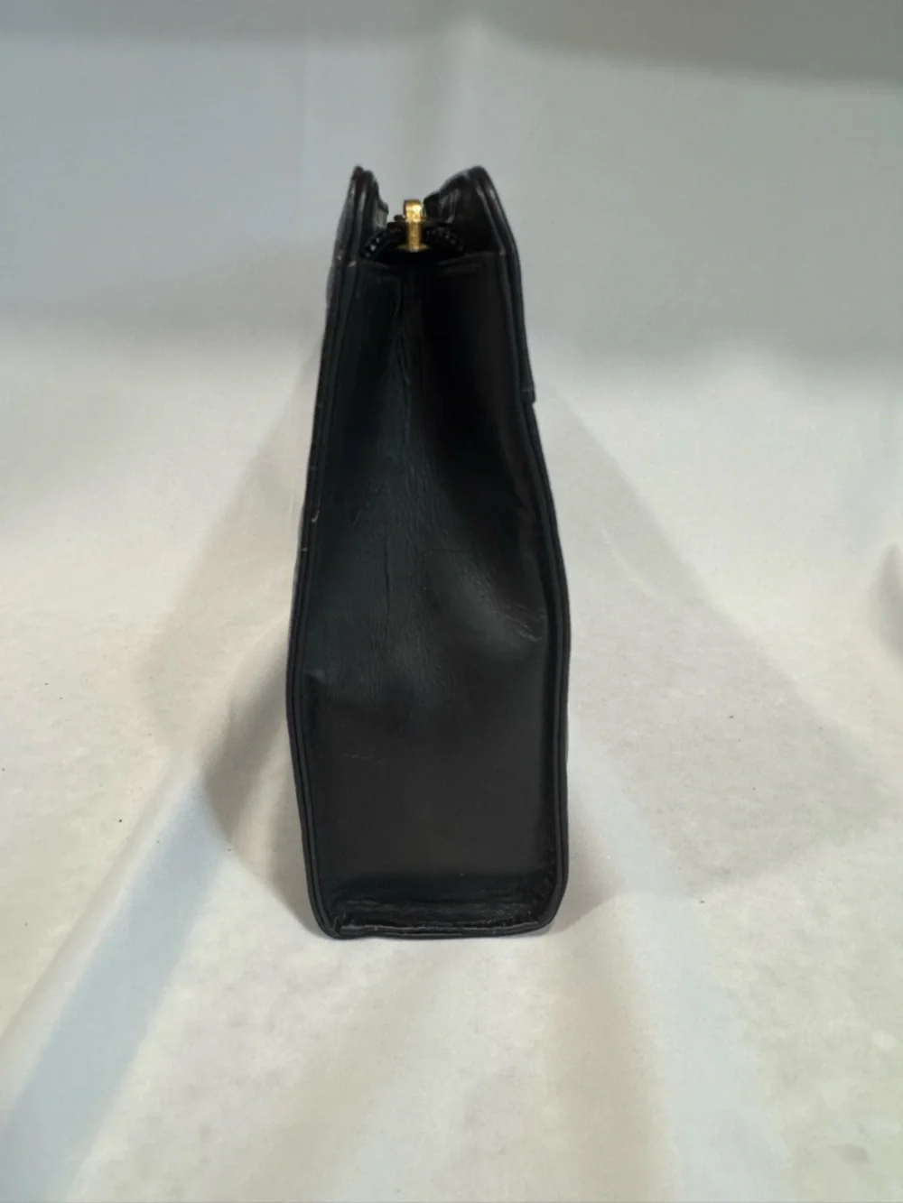 Authentic Vintage Valentino Black Leather Toiletry Bag with Gold V Accent - Picture 5 of 15